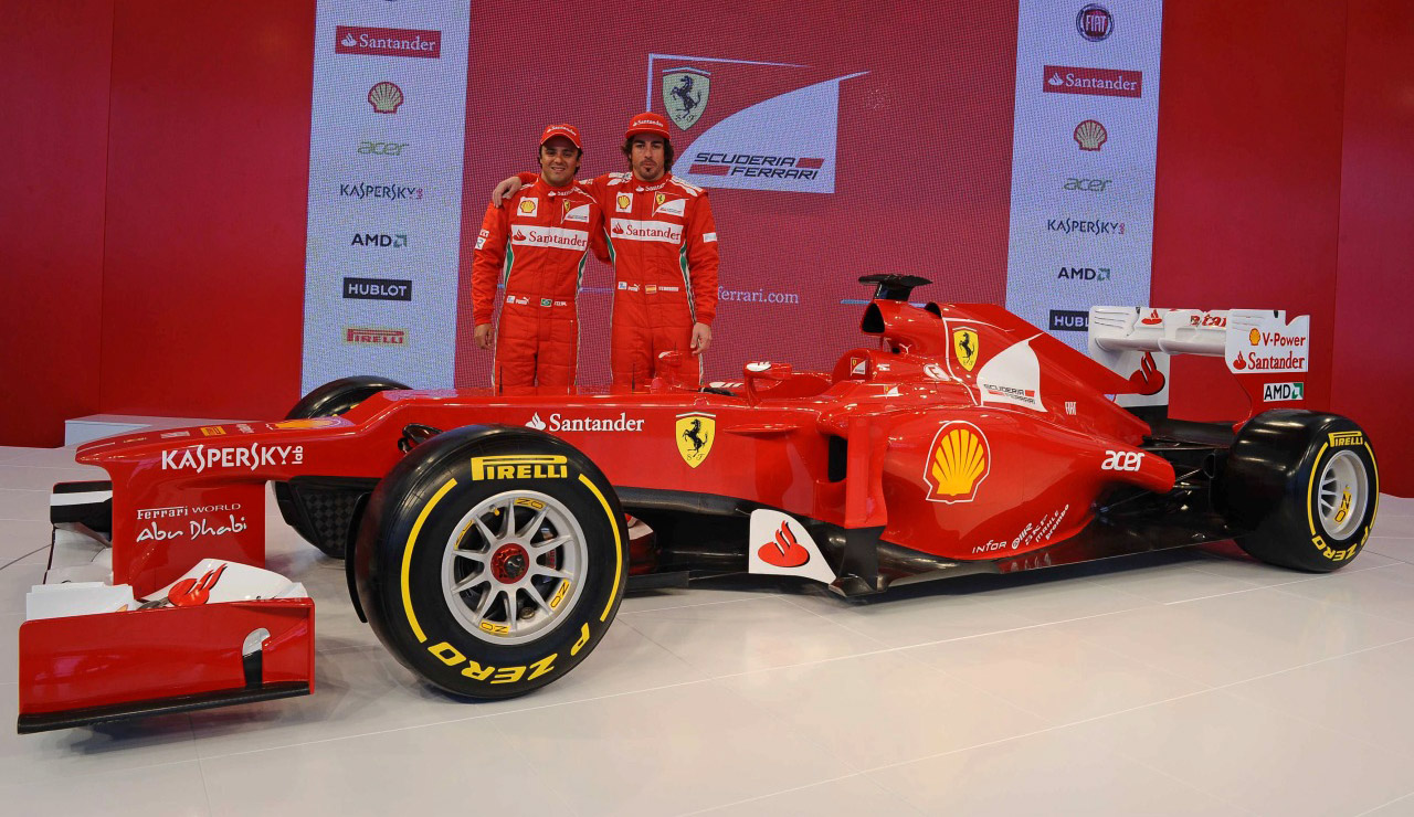 Ferrari F1 2012 presentatie met Fernando Alonso en Felippe Massa
