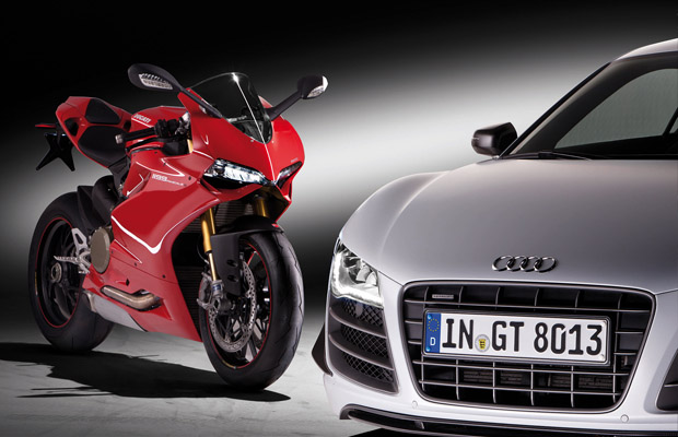 Audi R8 GT Spyder and Ducati Motorbike