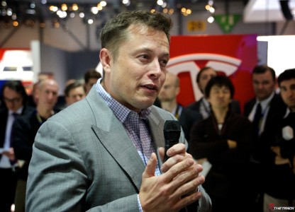 Tesla Motors CEO Elon Musk op de Autosalon Geneve 2013